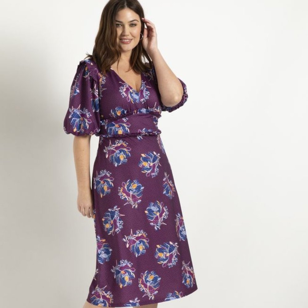 Puff Sleeve Dress With Ruffle Details